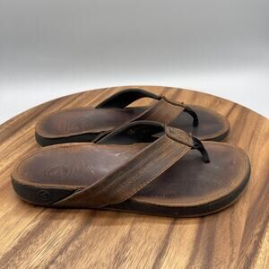 Kustom Sandals Womens Size 8 Flip Flops Brown Leather Premium Comfort Casual